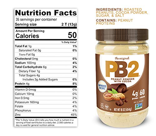 PB2 Powdered Peanut Butter Bundle - Original PB2 and Cocoa PB2 Peanut Butter Powder (Two 16oz Jars)