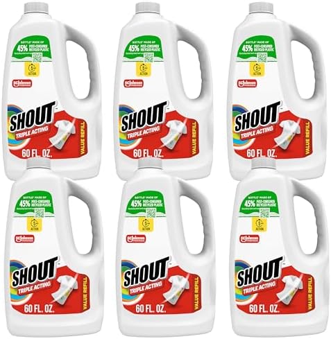 Shout Triple-Acting Laundry Stain Remover for Everyday Stains Liquid Refill, 60 Fl Oz