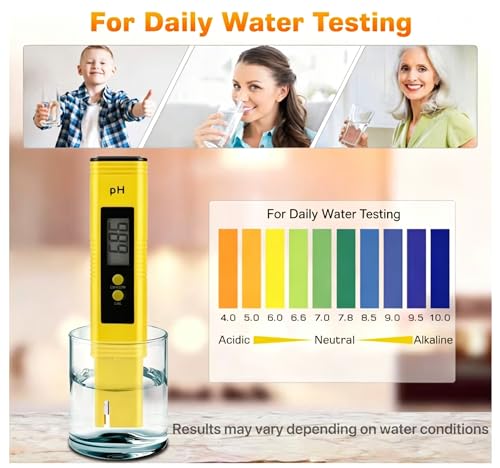 Digital pH Meter Tester Pen for Water, Pre-Calibrated, High Accuracy ±0.01, 0–14 pH Range, Pocket Size for Drinking Water, Pool