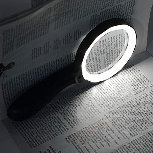 JMH Magnifying Glass with Light, 3X Handheld Large Magnifying Glass 12 LED Illuminated Lighted Magnifier for Macular Degeneration, Seniors Reading