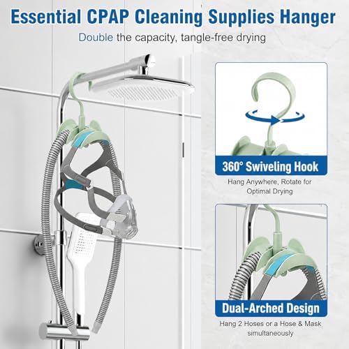10 Pack CPAP Cleaning Kit with Speed-Adjustable Hose Dryer (for 22 mm &15 mm Tubing), Collapsible Wash Basin & 2 Hooks