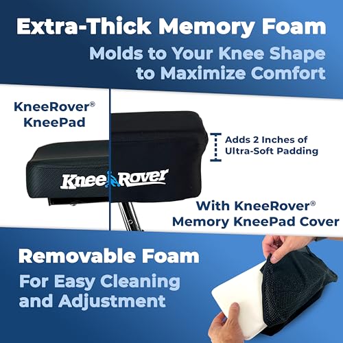 KneeRover Memory Pad Knee Scooter Pad Cover Cushion Accessory | Removable Cover, Comfortable Memory Foam Cushion Insert, Fits Most KneeRover Models