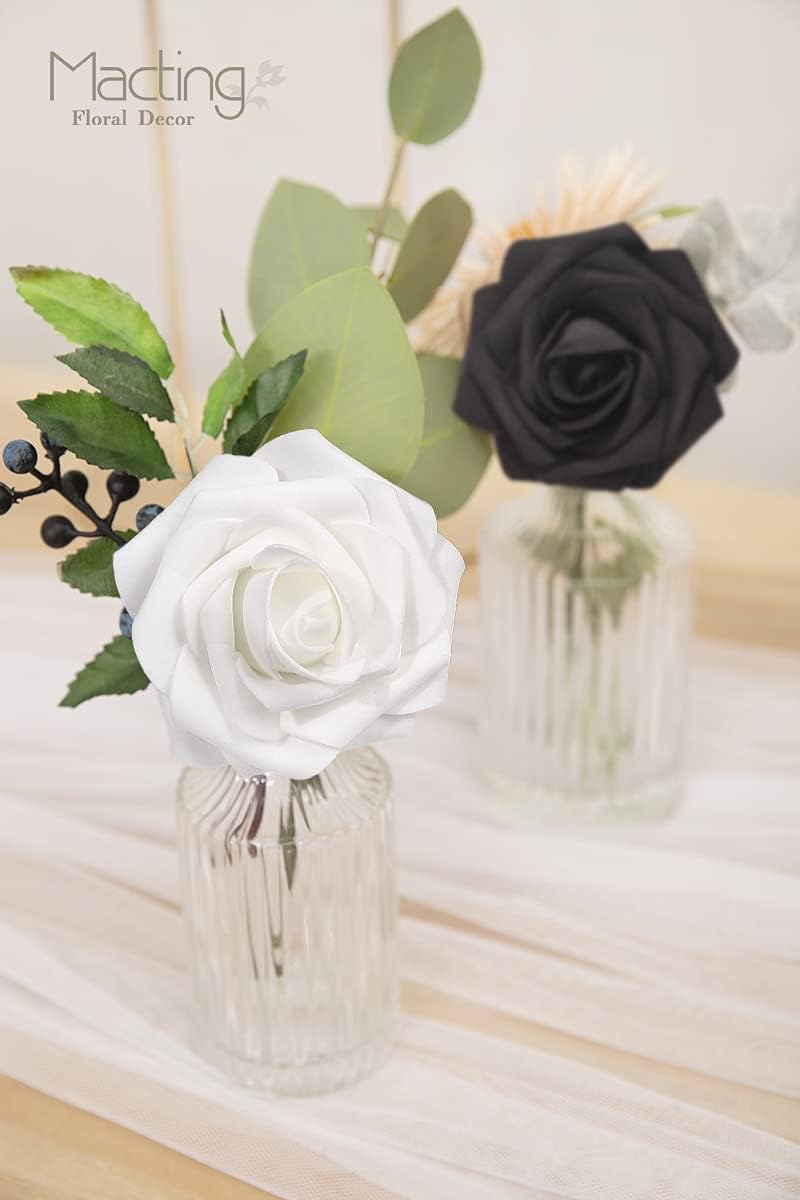 30PCS Yellow Artificial Flowers, Real Touch Fake Roses for Fall Decorations