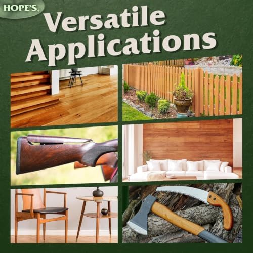 HOPE'S 100% Pure Tung Oil, Food Safe, Premium Waterproof Natural Wood Finish and Sealer for Indoor and Outdoor Projects, 32 Fl Oz