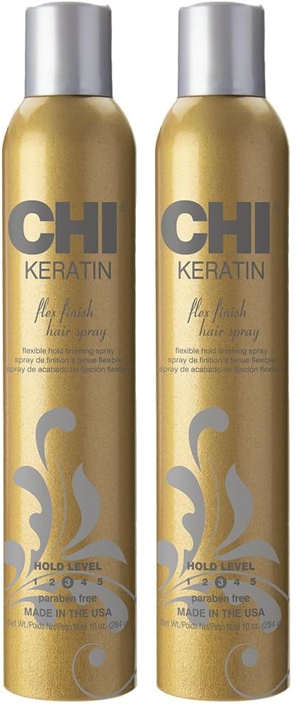 CHI Keratin Flex Finish Hair Spray, Lightweight, Long‑Lasting Hold & Smooth Styling, Controls Frizz, Flyaways & Seals Out Humidity, Professional Hair Finish Spray, Unscented, 10 Oz