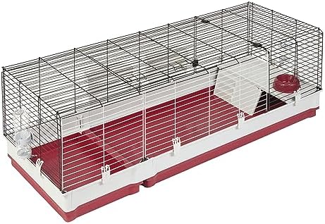 MidWest Homes for Pets 158 Wabbitat Deluxe Rabbit Home, Rabbit Cage, 39.5 L x 23.75 W x 19.75 H Inch, Maroon/White