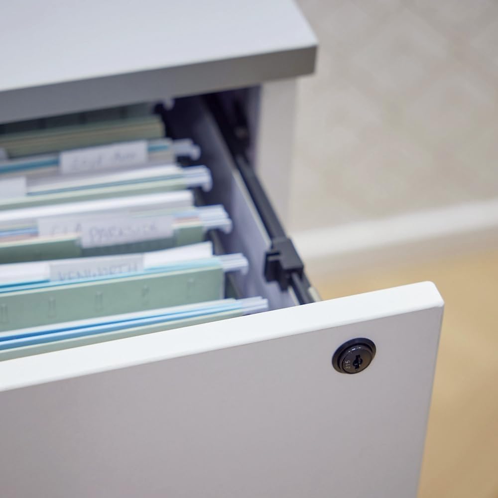 NBF Storage Cabinet Lateral File Combo for Office Organization, White