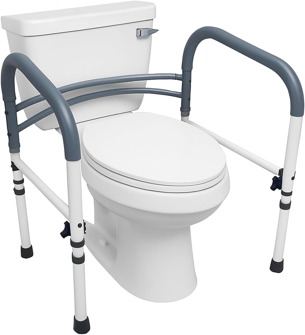 Carex Toilet Safety Rails, Adjustable and Detachable Toilet Safety Frame with Handles for Elderly, Handicap, or Disabled