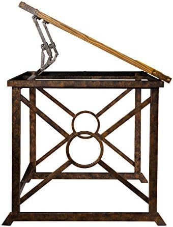 SEI FURNITURE Knightley Tilt Top Drafting Table - 51.5 inch Wide - Oak Wood Finish w/ Antique Brass, Brown