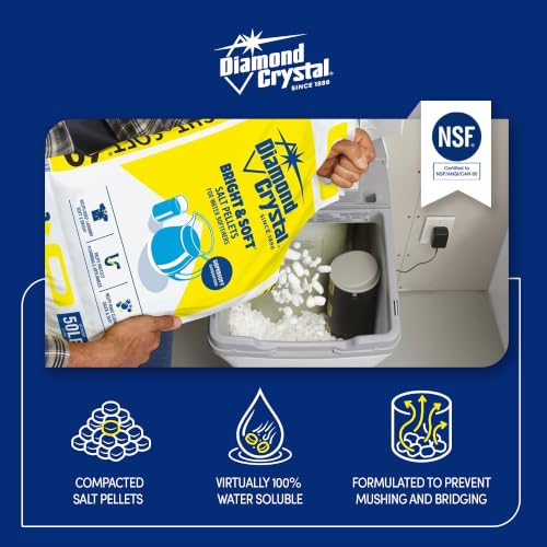 Diamond Crystal 50 lb. Water Softener Salt, Bright & Soft Series, Pellets, 99.8% Purity (Оne Расk)