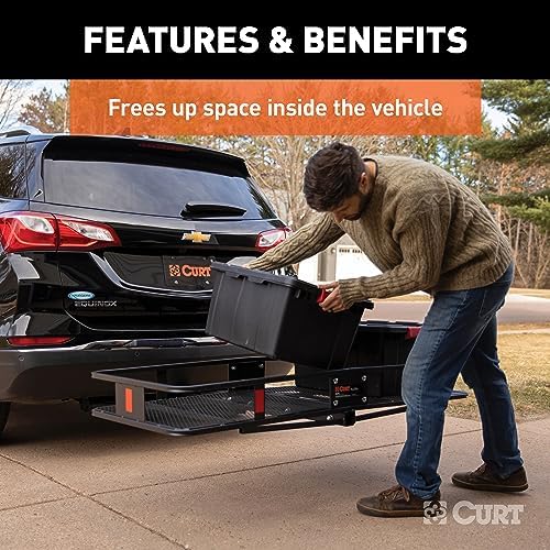 CURT 18152 Cargo Basket Hitch Trailer Hitch Cargo Carrier, 500 lbs. Capacity, 60-Inch x 24-Inch x 6-Inch, Fits 2-Inch Receiver