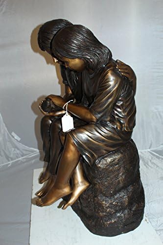 Nifao Two Children with Bird, Kids Medium Bronze Statue, 18"L x 26"W x 34"H