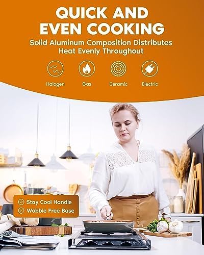 Gotham Steel 9.5 Inch Copper Non Stick Frying Pans Skillet | Ceramic Non Toxic Coating Made Without PFOA/PTFE/PFOS, Lightweight, Stay Cool Handle, Oven and Dishwasher Safe
