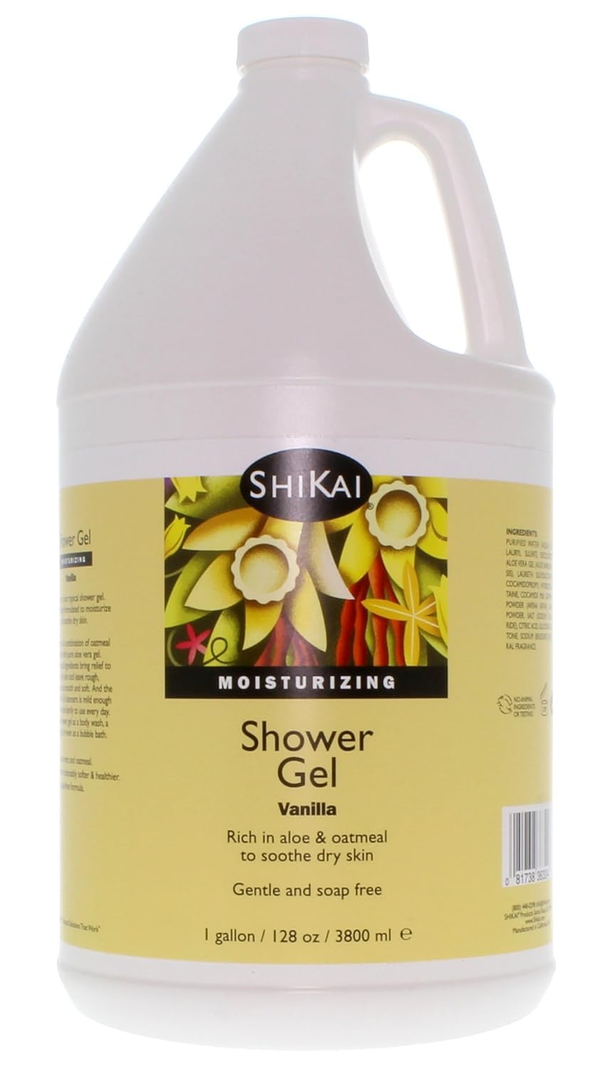 ShiKai Daily Moisturizing Shower Gel (Sandalwood, 12oz, Pack of 3) | Gentle Formula | Aloe Vera & Oatmeal for Soft, Healthy Skin | Dry Skin Relief