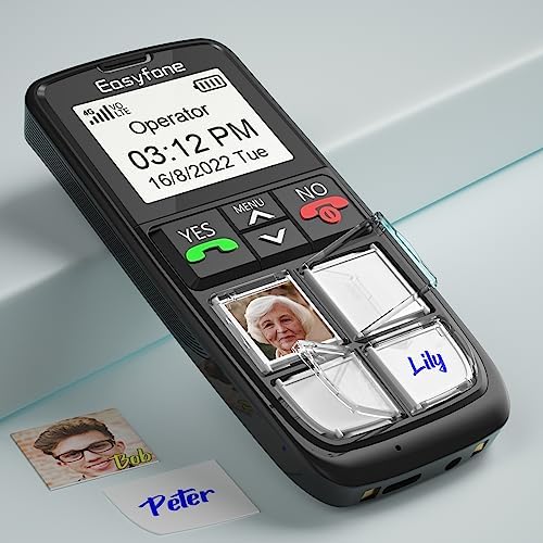 Easyfone Prime-T6 4G Picture Button Cell Phone for Seniors | Easy-to-use | Clear Sound | SOS Button | Easy Charging Dock | SIM Card Included