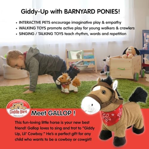 Cuddle Barn Gallop - Animated Plush Horse Toy Moves, Neighs, Sings, 10 in | 2 Different Play Options, Walks, Moves Head & Tail, Sings "Giddyup