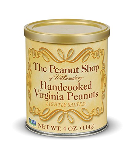 The Peanut Shop of Williamsburg Extra-Large Handcooked Lightly Salted Virginia Peanuts Williamsburg Peanuts Non-Gmo Kosher Gluten-Free No Preservatives - 32 Oz Tin