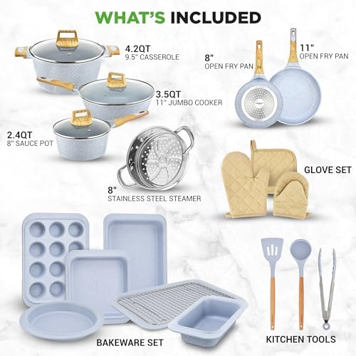 NutriChef 14-Piece Pots and Pans Set Non Stick – Induction Cookware Set, PFAS-Free Nonstick Cookware for All Cooktops, Includes Kitchen Utensils