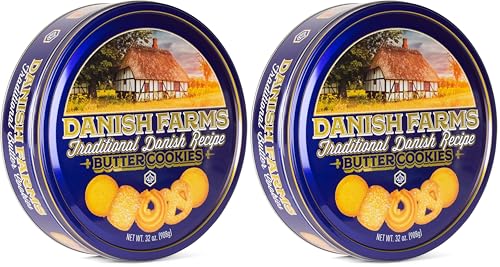Danish Farms Traditional Butter Cookies, 12-Oz. Blue Cookie Tin, Traditional Danish Recipe Butter Cookies for Dessert or Snack, Gift Cookie Tin, Retail Pack