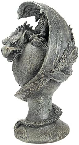 Design Toscano The Dragon of Falkenberg Castle Moat Lawn Garden Statue, 28 Inch Long, 14 Inch Tall, Cast Stone Resin, Gray Stone Finish