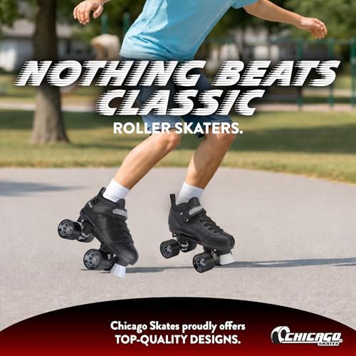 Chicago Skates Bullet Speed Roller Skates – Adjustable Quad Roller Skates Women Men, Durable Skates, Top Performance with Front Stopper, 62mm Urethane Wheels, Low-Cut Ankle Boot, Indoor Outdoor Toys