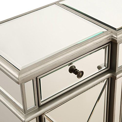 Elegant Lighting 3 Drawer 4 Door Cabinet in Silver Clear 60" x 14" x 36"