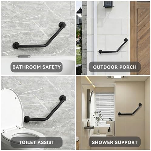 20 Inch Bathroom Grab Bar, Satin Brushed Nickel Angled Grab Bar with Anti-Slip Knurled Grip, Stainless Steel Bath Balance Bar, 1.0" Tube Safety Hand Rail Support, Handicap Elderly Assist Bath Handle