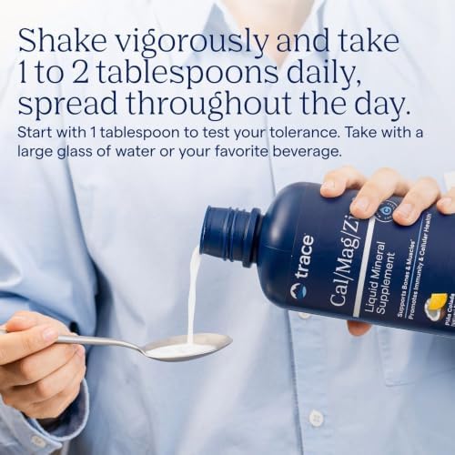 Trace Minerals Liquid Cal Mag Zinc with Vitamin D3, 16 fl oz, Pina Colada | Ionic trace minerals for absorption, Bone, muscle, and connective tissue health, 1-2 tbsp daily, Refrigerate after opening