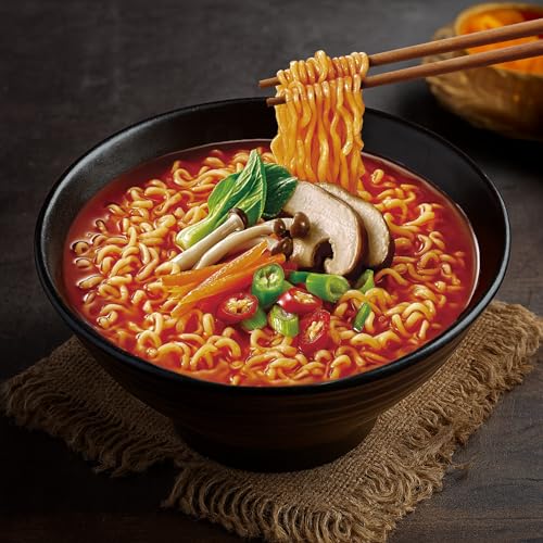 Paldo Fun & Yum Hwa Ramyun, Authentic Korean Imported, Spicy Soup Ramen, Quick & Easy to Cook Instant Noodles, Family Size 4/5-Pack