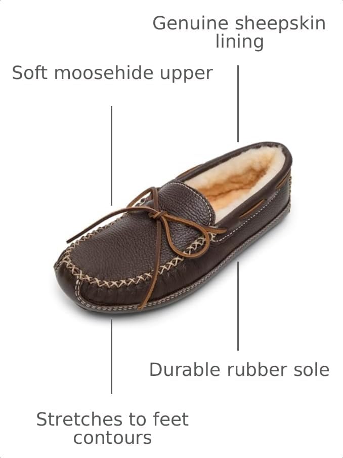 Minnetonka Men's Sheepskin Moose Slipper