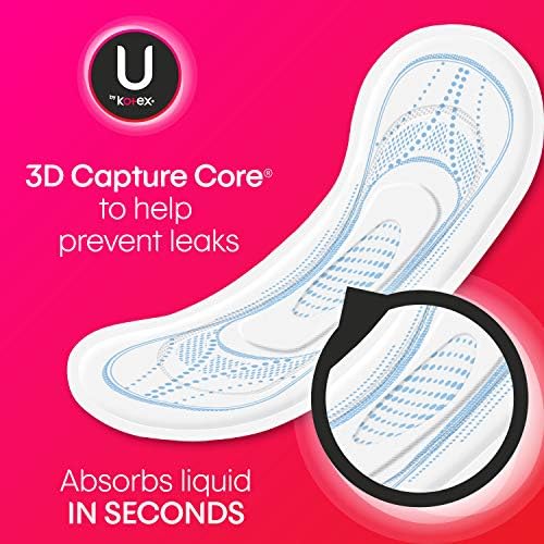 U by Kotex Security Ultra Thin Pads with Wings, Heavy Flow, Long, Unscented, 32 Count