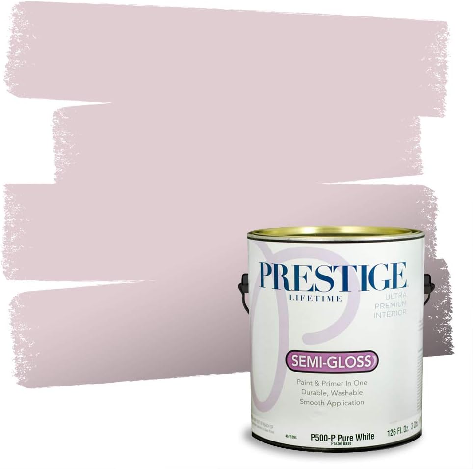 PRESTIGE E500-P-SW6303 Exterior Paint and Primer in One, 1-Gallon, Semi-Gloss, Comparable Match of Sherwin Williams Rose Colored, 1 Gallon, SW17-Rose