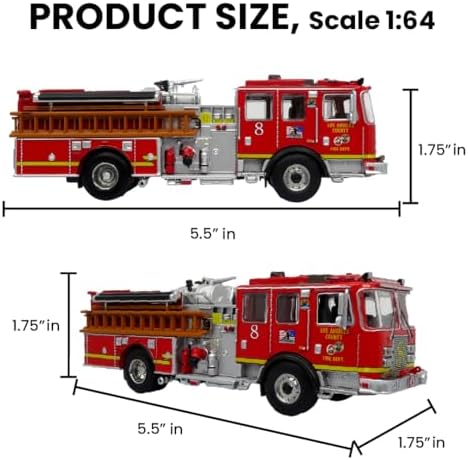 Generic KME Predator Fire Engine - LACFD Engine 8 - Elite Diecast Model for Firefighting Enthusiasts - Los Angeles - Fire Brigade Series 1:64 Scale