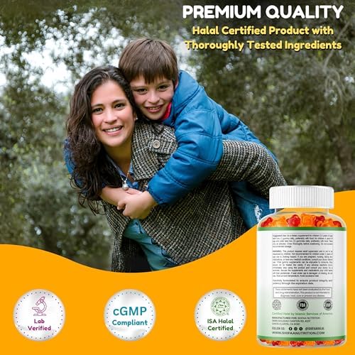 SHIFAA NUTRITION Halal Kids Multivitamin Gummies, 45-90 Days Supply, with All Essential Kids Vitamins. Toddler Vitamins with Vitamin C, D, Zinc, A, E