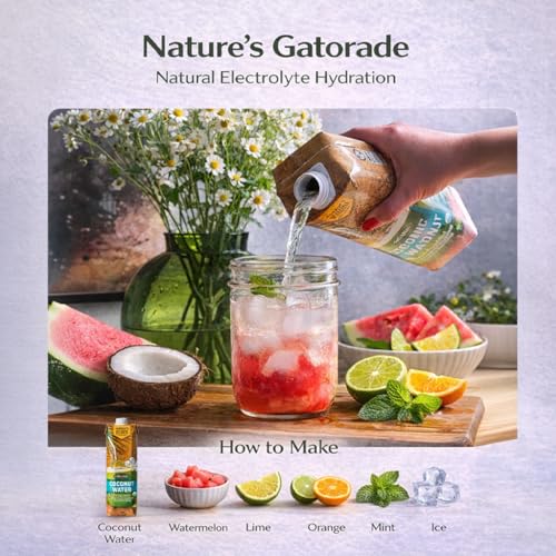 Nature's Greatest Foods Organic Coconut Water, Electrolytes 33.8 Fl Oz, 6Pk