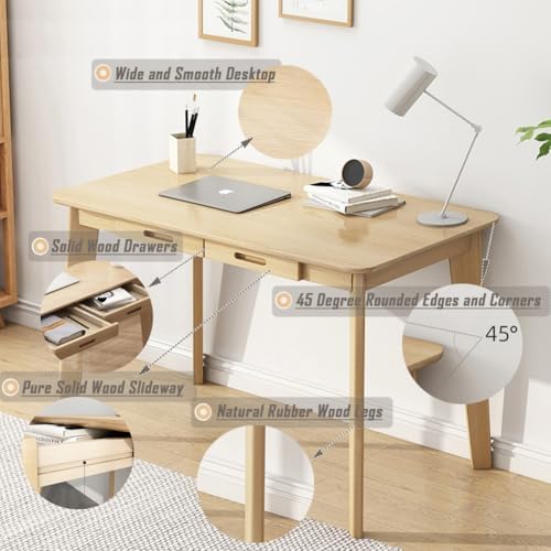 IOTXY Solid Wood Writing Desk - Home Office Laptop Computer Table, Walnut