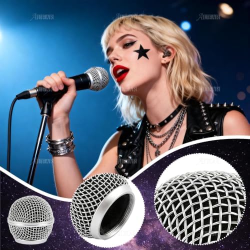 AUEAR, 2 Pack Microphone Grill Grille Ball Head Replace for SM58 BETA58 SM58LC SA-M30 SV100 RK143G Pgx2 Slx2