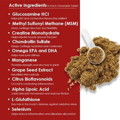 Triple Strength Hypo-Allergenic Soft Chews for Dogs - Hip and Joint Support Supplement with Glucosamine, Chondroitin, & MSM - Made in The USA - 120 Soft Chews