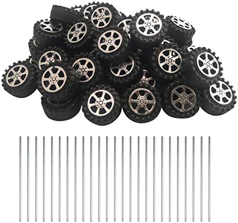 EUDAX 50pcs Plastic Roll 2mm Dia Shaft Toys Wheel and 25Pcs STEM Shaft Round Rod Axles for DIY Toy RC Car Truck Boat Helicopter Model Part