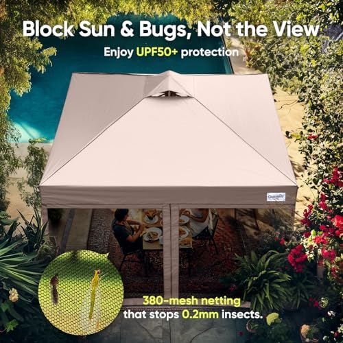 Quictent 10'x10' Pop up Screened Canopy Tent with Mosquito Netting | Portable Easy up Outdoor Screen House Shelter for Patio, Camping and Picnic, Includes Wheeled Carry Bag