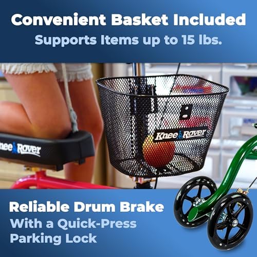 KneeRover Steerable Knee Scooter for Adults, Green | Foldable Knee Walker For Foot Surgery, Broken Ankle, Foot Injuries, Crutch Alternative