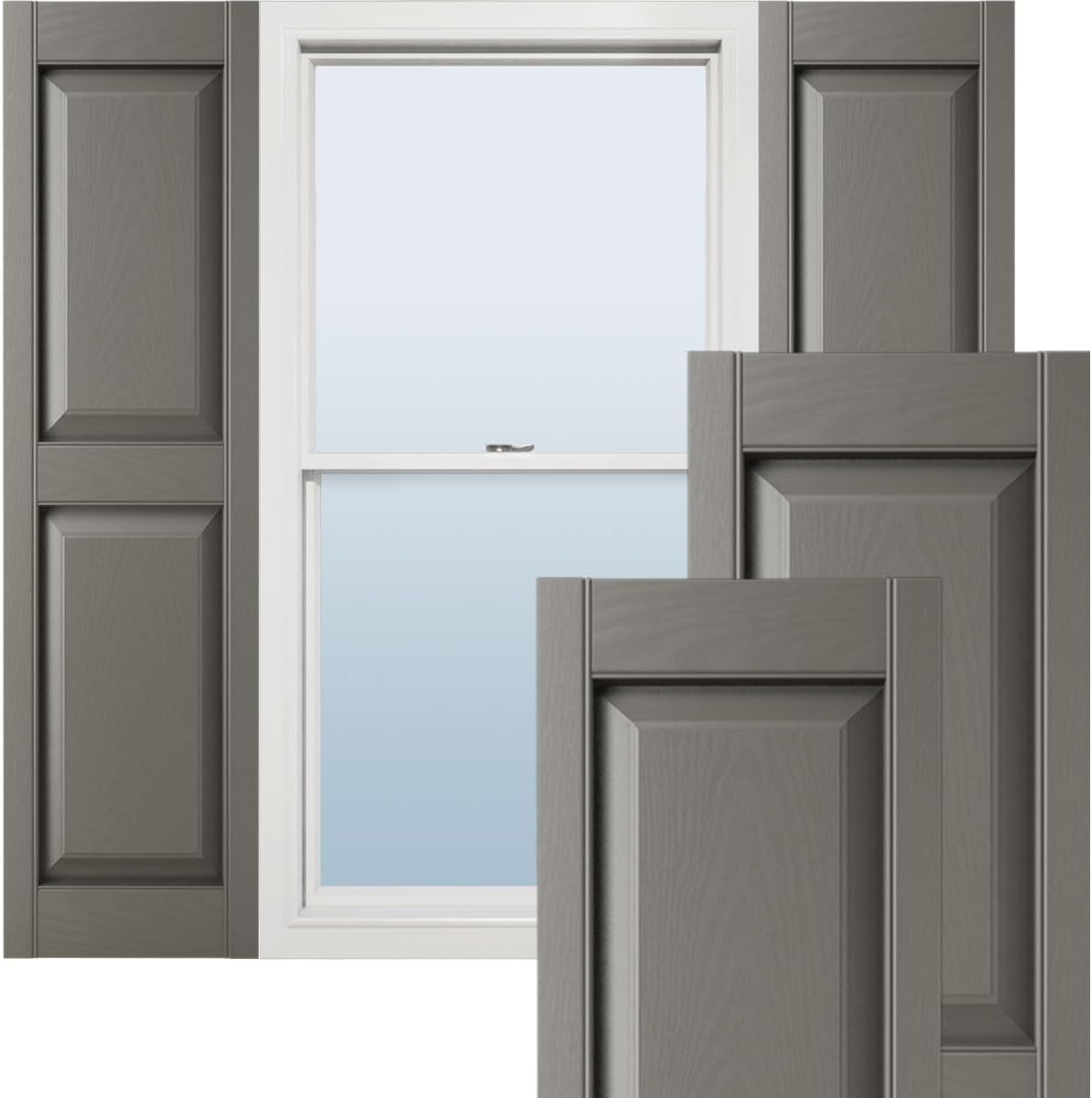 Ekena Millwork Lifetime Vinyl LP2S14X06300BL Standard Two Equal Panel Vinyls, Raised Panel Vinyl Shutters, w/Installation Shutter-Lok's & Matching Screws (Per Pair), 14.75"W x 63"H, Black
