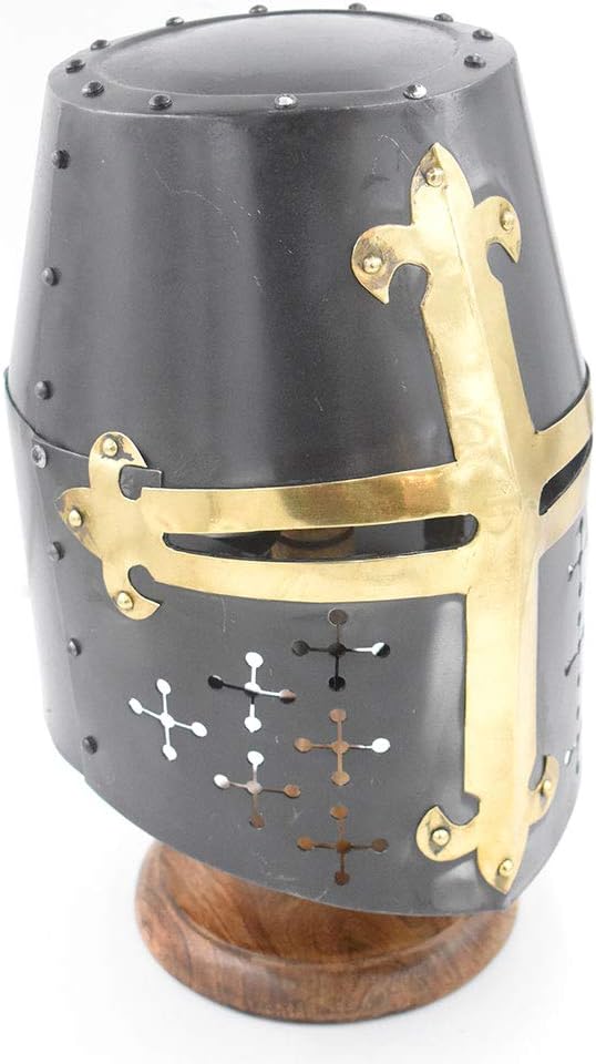 Medieval Warrior Templar Crusader Knights Helmet Wearable for Adult Medieval Costumes