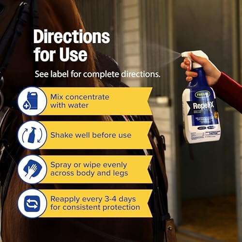Farnam Repel-X pe Fly Spray Concentrate for Horses & Dogs, 16 oz | Makes 4 Quarts,Repels barn flies, gnats, mosquitoes, ticks, and lice as a concentrated that mixes with water
