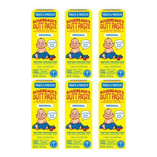 Boudreaux's Butt Paste Diaper Cream, Dermatologist-Tested Original Diaper Rash Cream for Daily Prevention and Relief, Baby Ointment, 2oz Tube