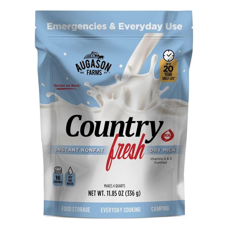 Augason Farms Country Fresh Instant Nonfat Dry Milk Powder | 39 Servings, 20 Year Shelf Life, Gluten Free