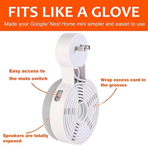 2Pack Google Mini Wall Mount, Cord Management for Google Mini Smart Speaker