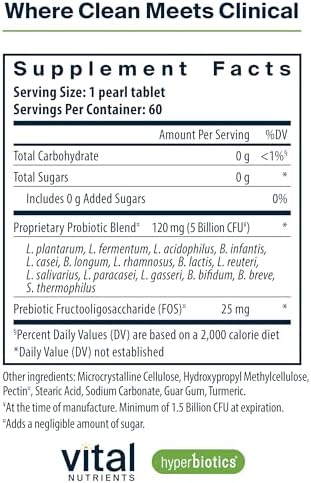 Hyperbiotics Vital Nutrients Pro-15 Prebiotics and Probiotics for Women and Men | 15 Science Backed Strains | Supports Occasional Constipation, Diarrhea, Gas & Bloating | 60 Vegan Time Release Pearls