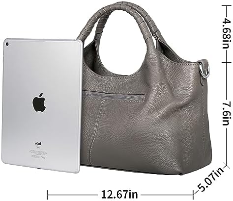 Iswee Leather Satchel Women Purse and Handbag Crossbody Shoulder Bag Hobo | Genuine Cowhide Leather Tote Top Handle Bag Soft & Durable Medium Size Bags with Detachable Multiple Pocketbooks Trendy