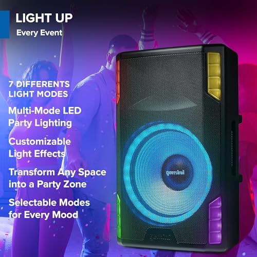 Gemini 15" Bluetooth PA Speaker, 1800 Watts, 3-Ch Mixer (GSP-2200)